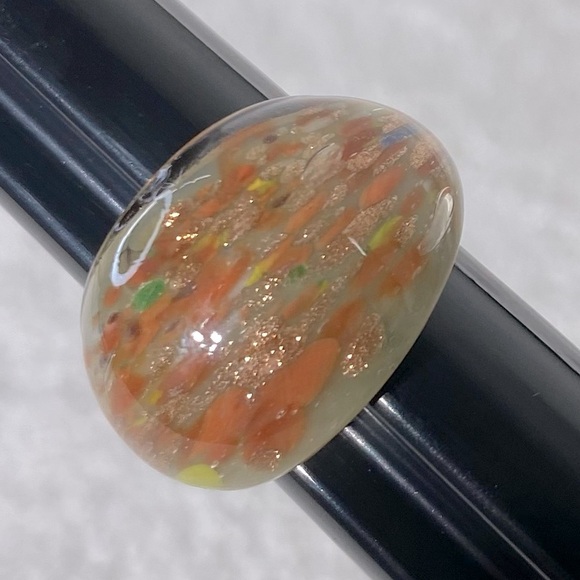 Vintage Art Glass Handmade Multicolour Band Ring - Picture 12 of 12